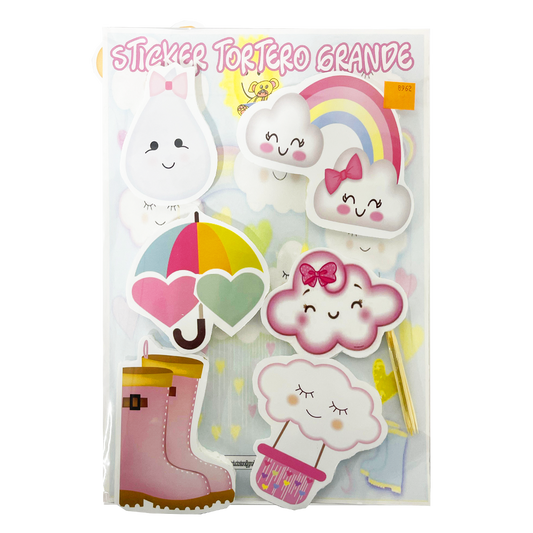 Sticker Tortero Arcoiris y Nubes
