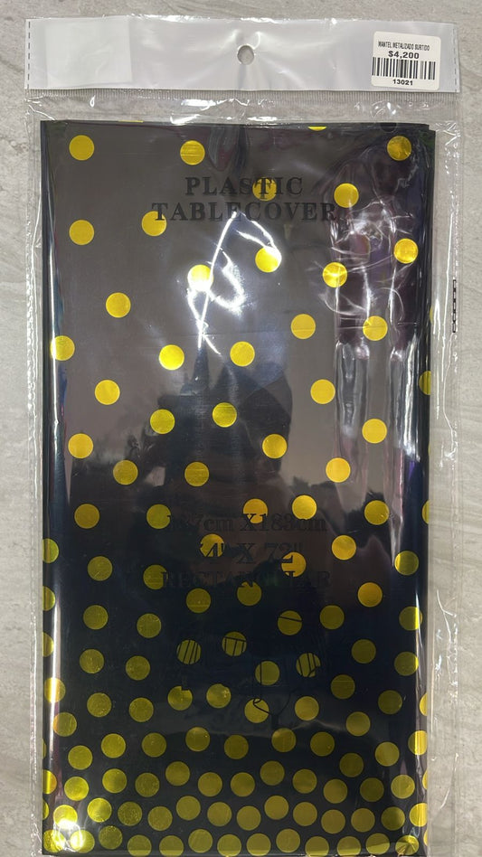 MANTELES FIESTA CON PUNTOS DORADOS