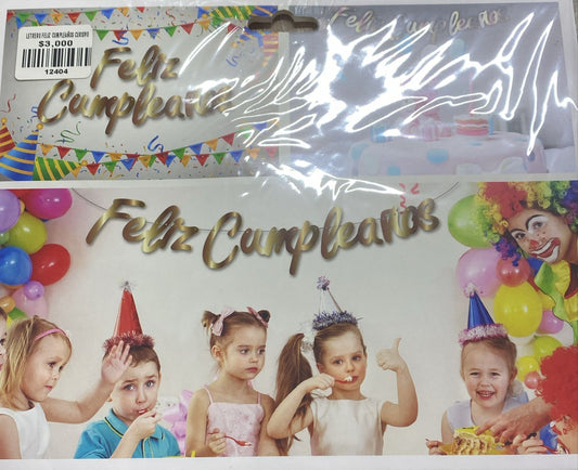 LETRERO FELIZ CUMPLEAÑOS CURSIVO