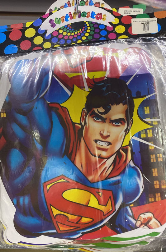 LETRERO FELIZ CUMPLEAÑOS SUPERMAN