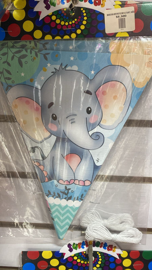 BANDERIN MOTIVO PLENO ELEFANTE NIÑO