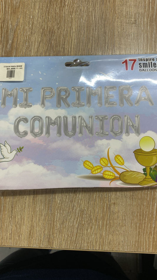 LETRERO P.COMU EN GLOBO PLATEADO